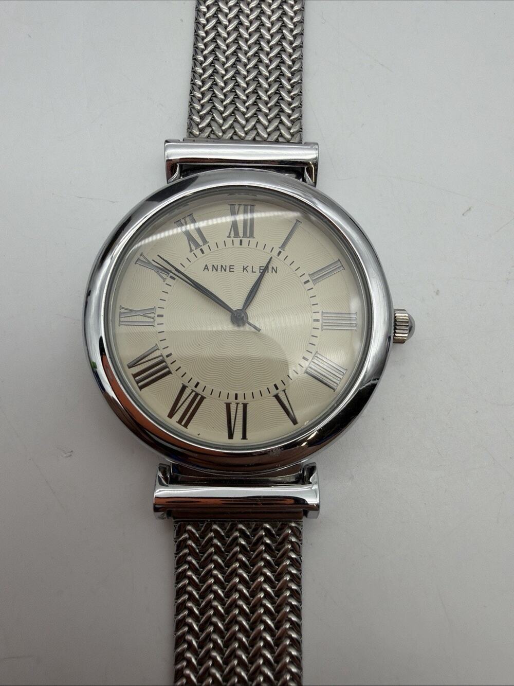Anne Klein Womens Dress Watch 38mm Large Dial Mesh Bracelet AK/2135 New Battery